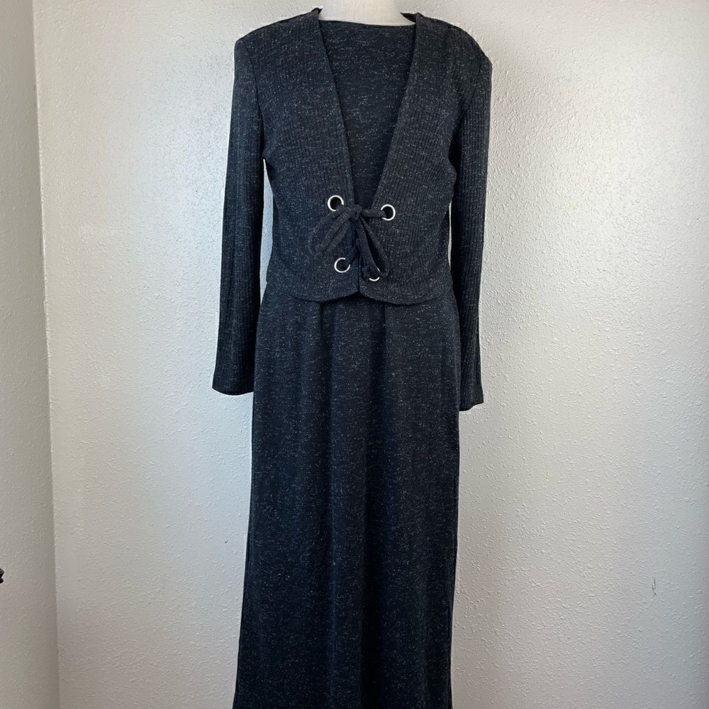 Vintage Jennifer Jeffries Two-Piece Cropped Cardigan Sweater Top & Dress EUC